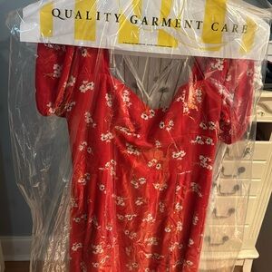Red summer wedding guest dress